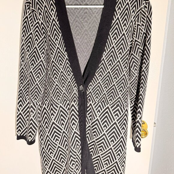 Black Rivet Geometric Knit Open Cardigan - Size M - Picture 1 of 5